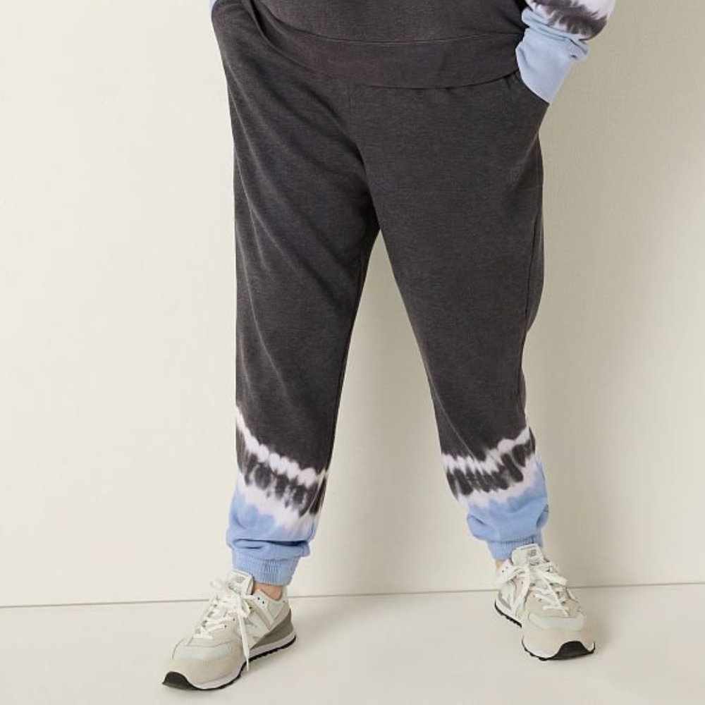 💙💖PINK High Waist Campus Joggers Tie Dye- S-Charcoal Blue- NWT